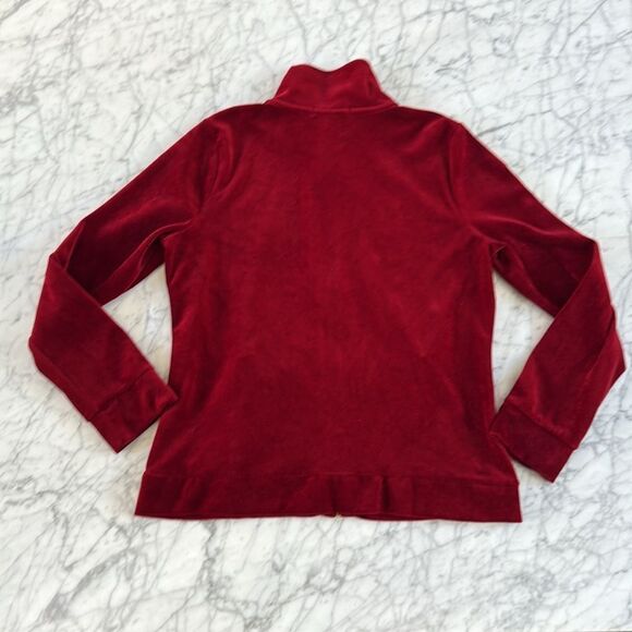 Lauren Ralph Lauren Velour Crest Track Jacket Size Large Full Zip Deep Red Gold - Picture 7 of 7